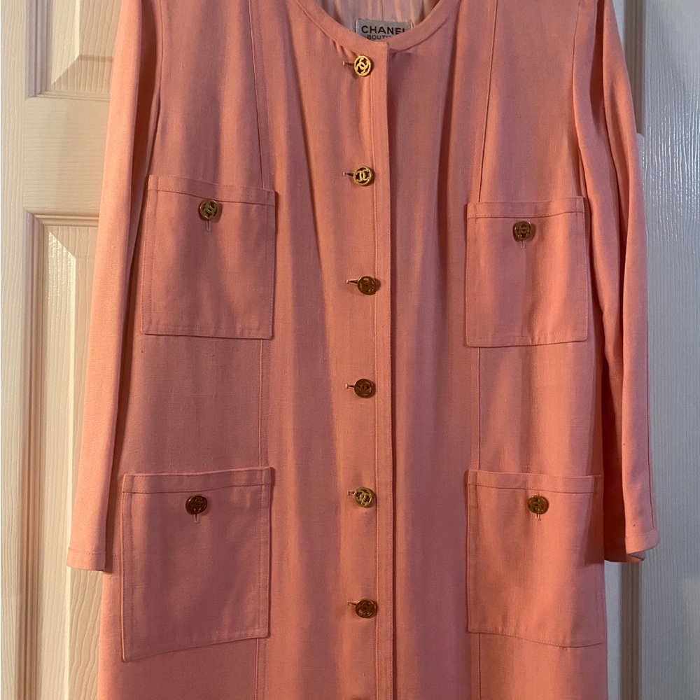 CHANEL Boutique Vintage Pink linen Dress - Size 40